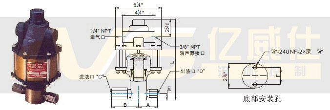 美国SC气驱液体增压泵10-4系列产品及安装尺寸图