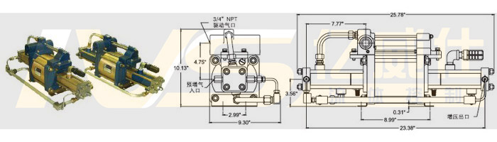 美国SC气动气体增压泵GBT-15、GBT-15/75、GBT-30/75系列产品及外形图